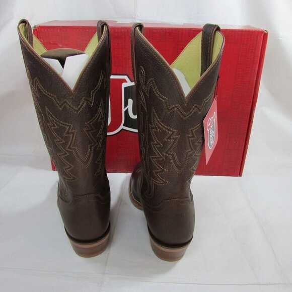 Justin Men's 12" Hayne Round Toe Cowboy Boots - Whiskey Cowhide - CJ2000 - Picture 3 of 5